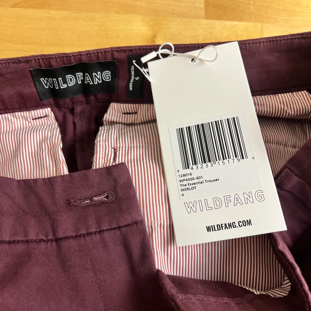Wildfang The Essential Trouser Size 4 Merlot Purple NEW Chino Work Pants - Picture 5 of 11